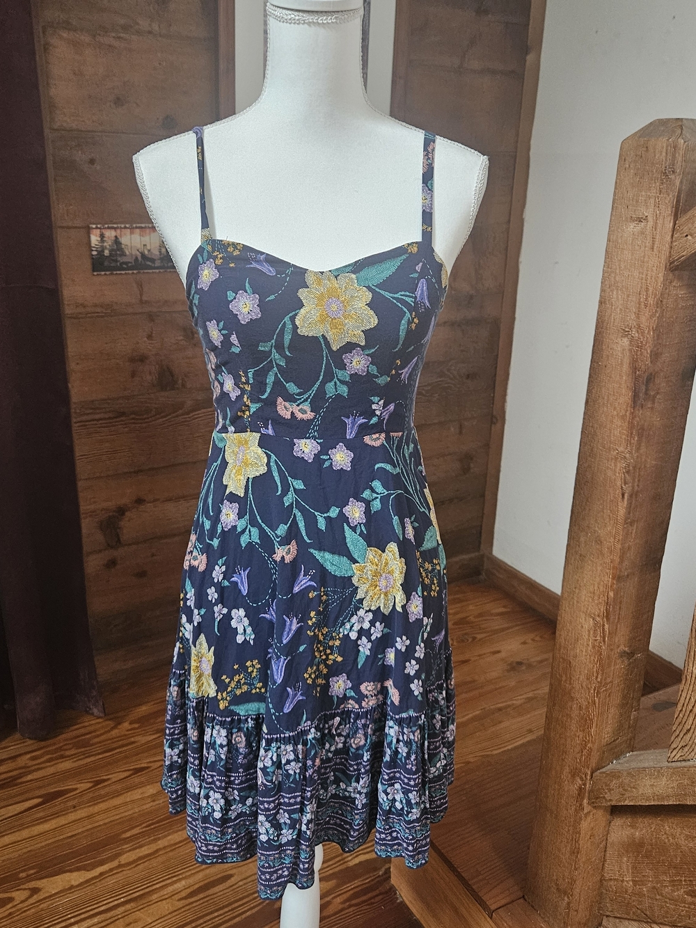 Old Navy Navy Floral Midi Sundress